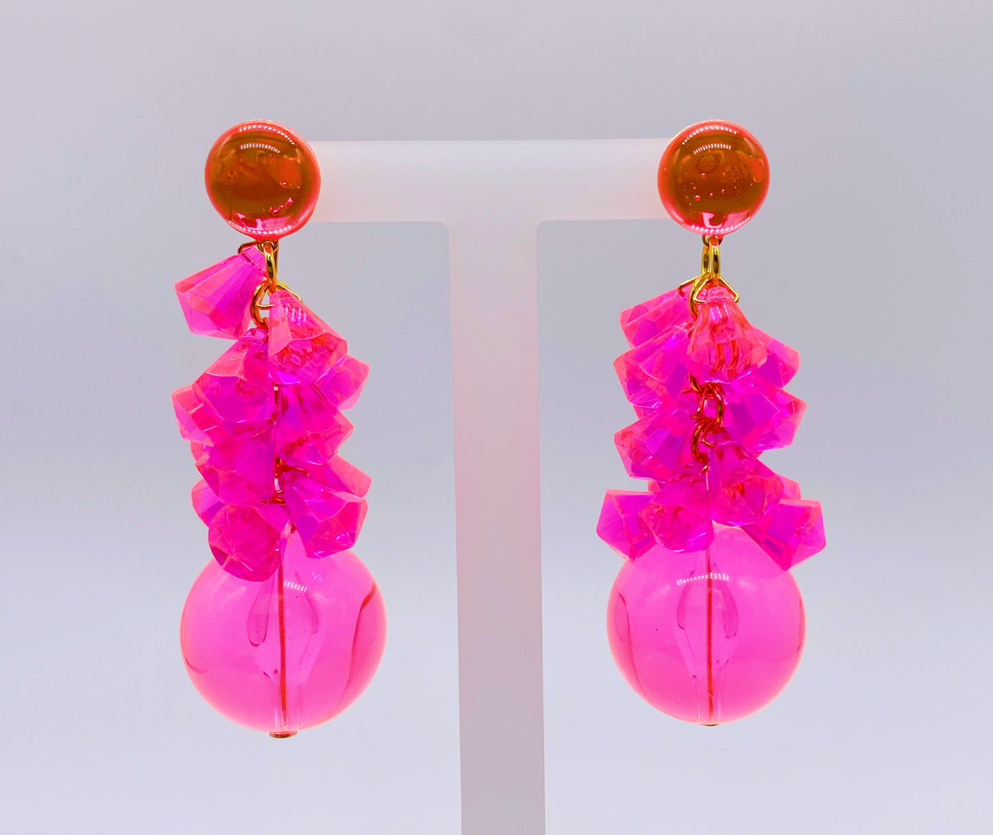 Electric Pink Pop Earrings