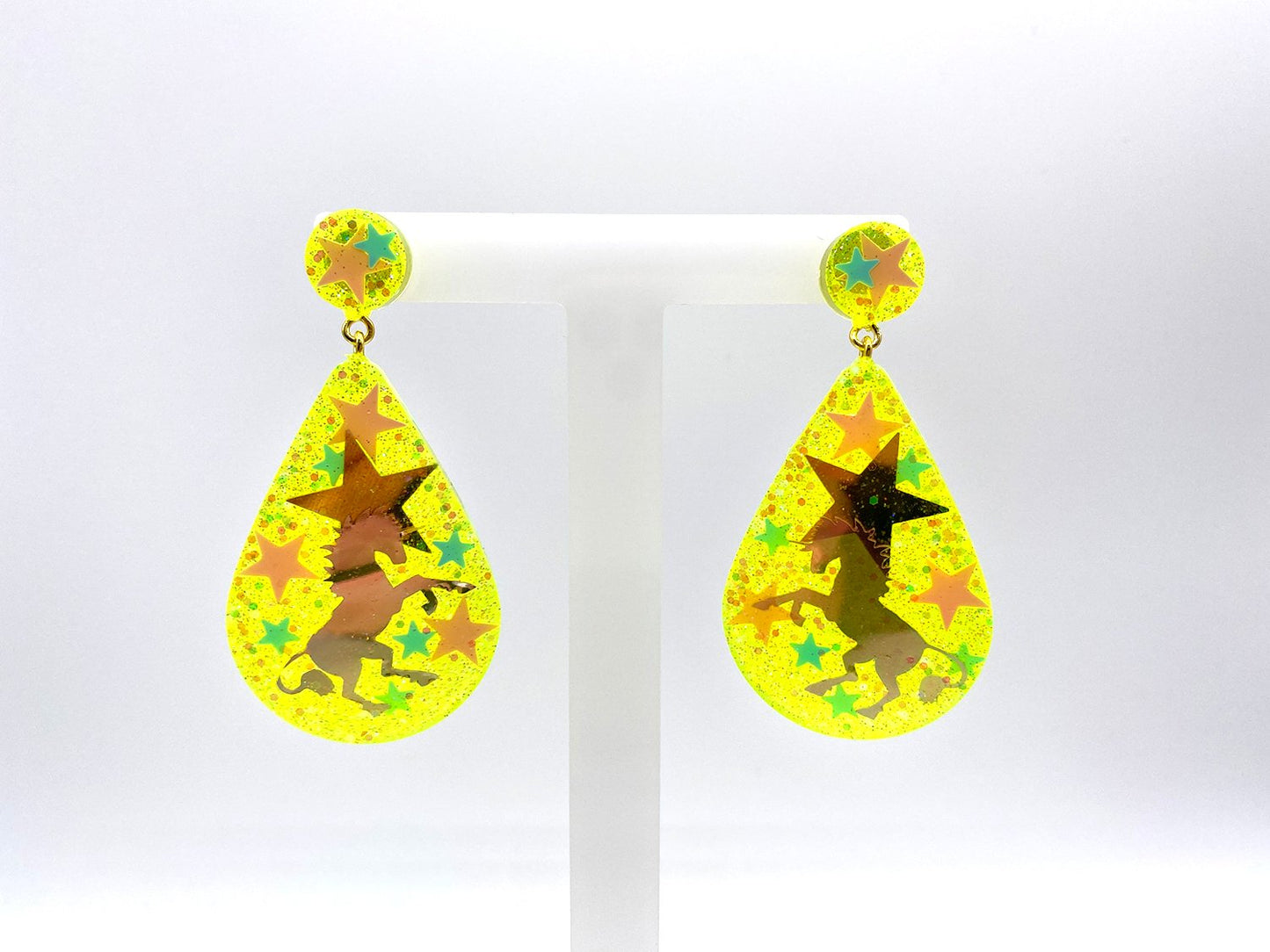 Unicorn Magic Drop Statement earrings Neon Yellow